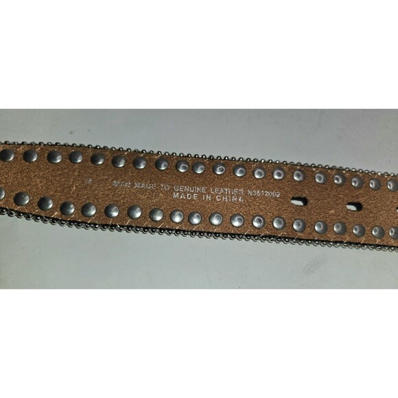 Blazin Roxx Scallop Croc Concho brown Belt Silver Rhinestone Bling Rodeo Size M - Picture 4 of 8